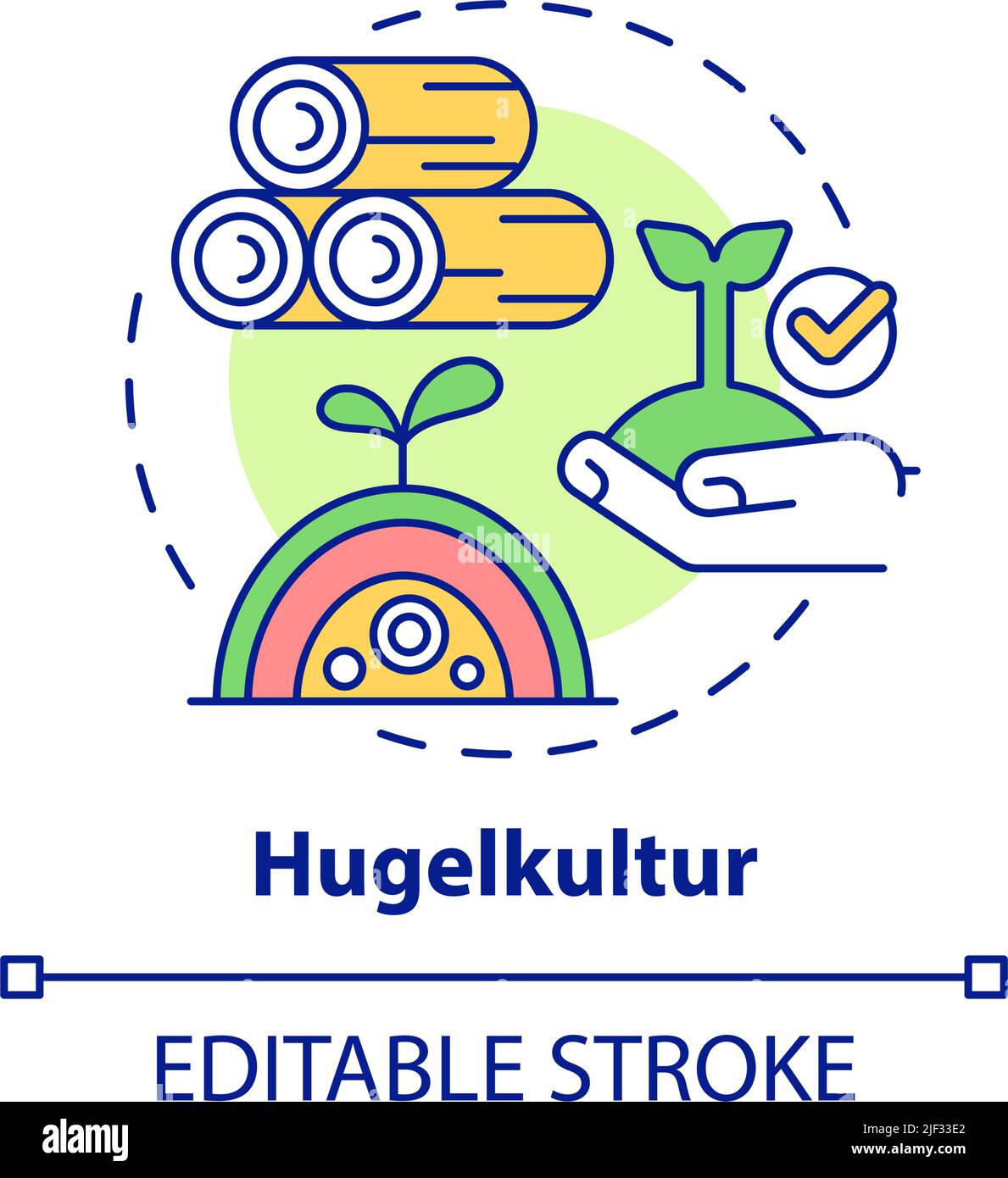 Hugelkultur concept icon Stock Vector