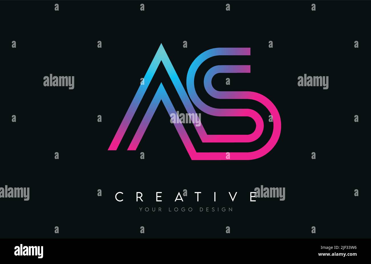 Monogram Lines AS Letter Logo Design in Neon Colors. Creative Modern ...