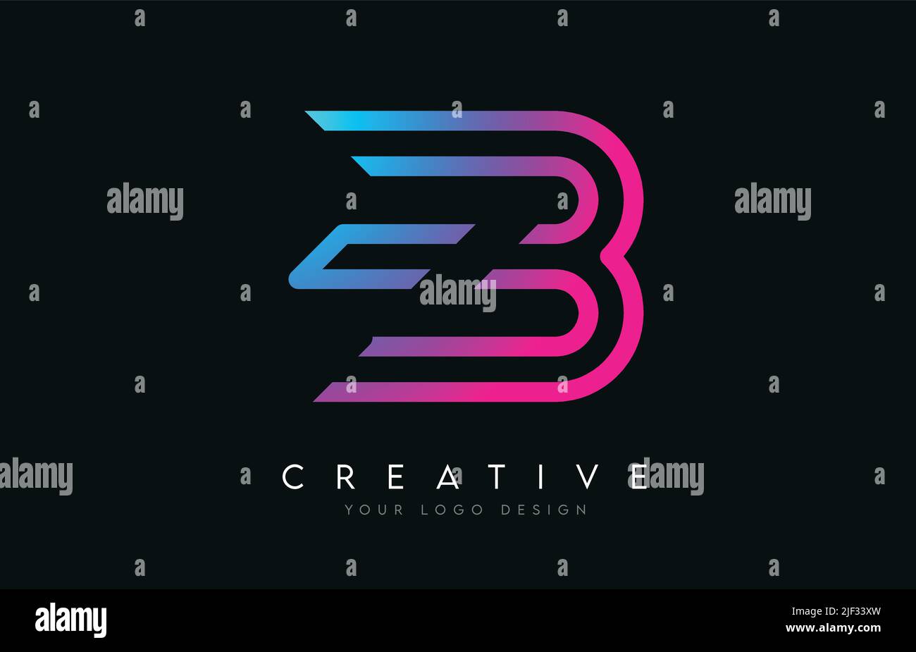 Monogram Lines EB E B Letter Logo Design in Neon Colors. Creative ...