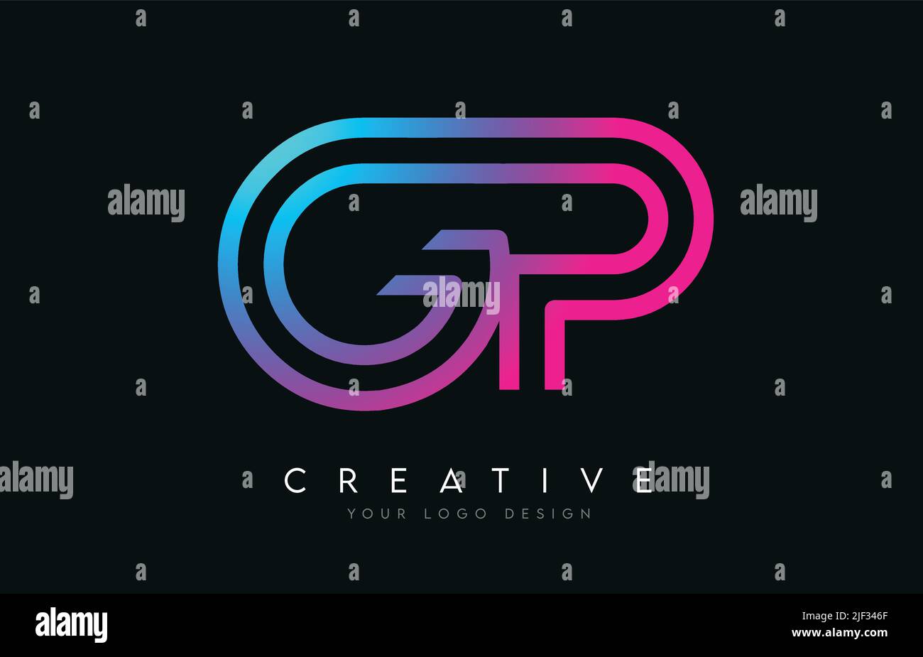 Monogram Lines GP G P Letter Logo Design in Neon Colors. Creative Modern  Letters Vector Icon Logo Illustration Stock Vector Image & Art - Alamy