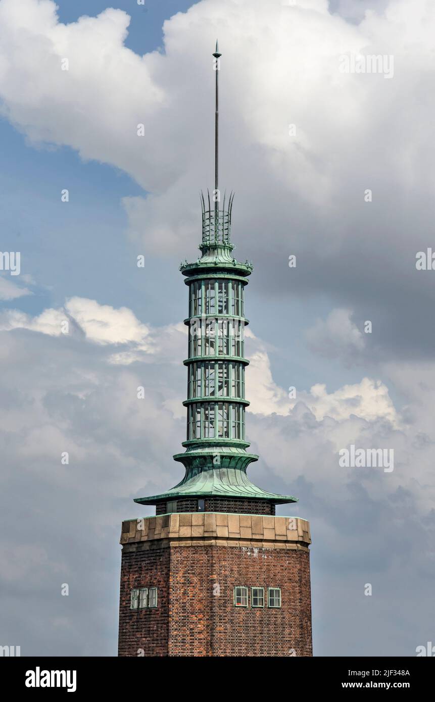 Rotterdam, The Netherlands, June 24, 2022: upper section of the tower of the Boymans museum from the 1930's Stock Photo