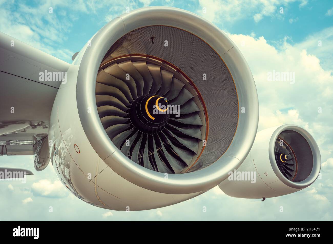 jet engines of an modern airliner Stock Photo