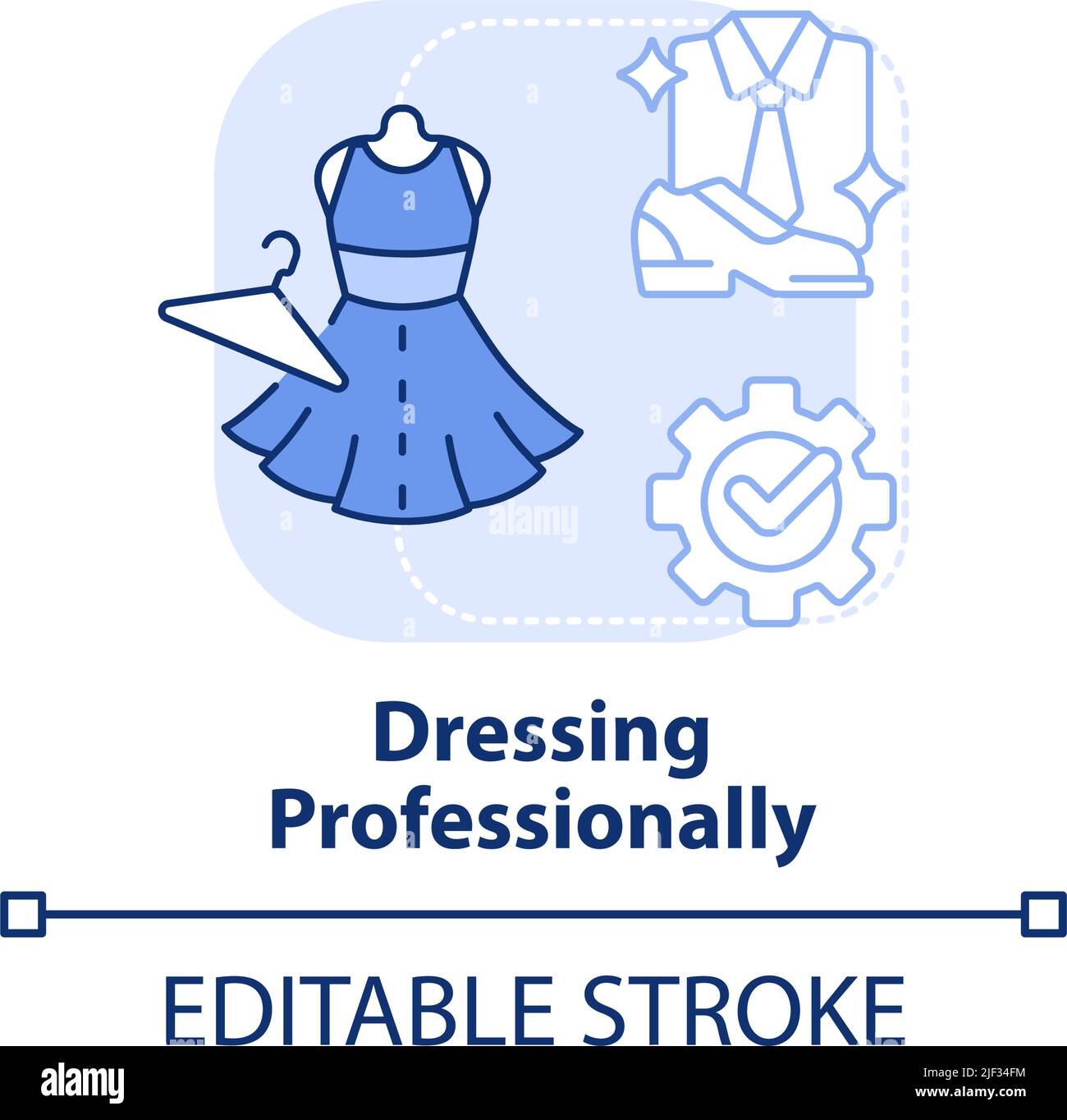 Dressing professionally light blue concept icon Stock Vector