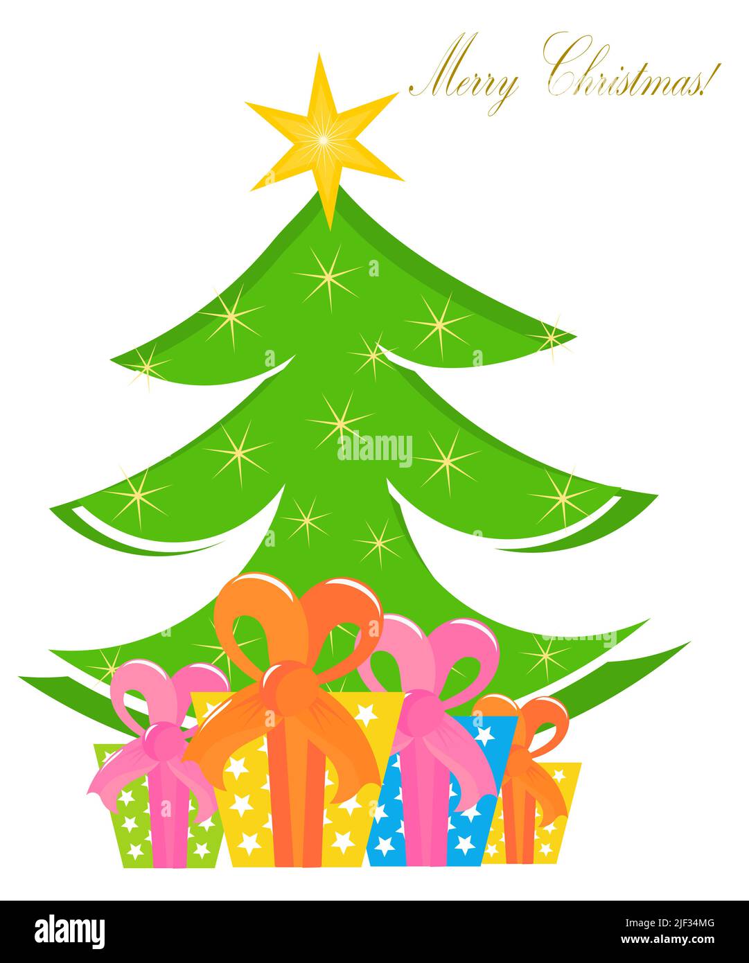 Christmas presents under the Christmas tree. Vector illustration Stock