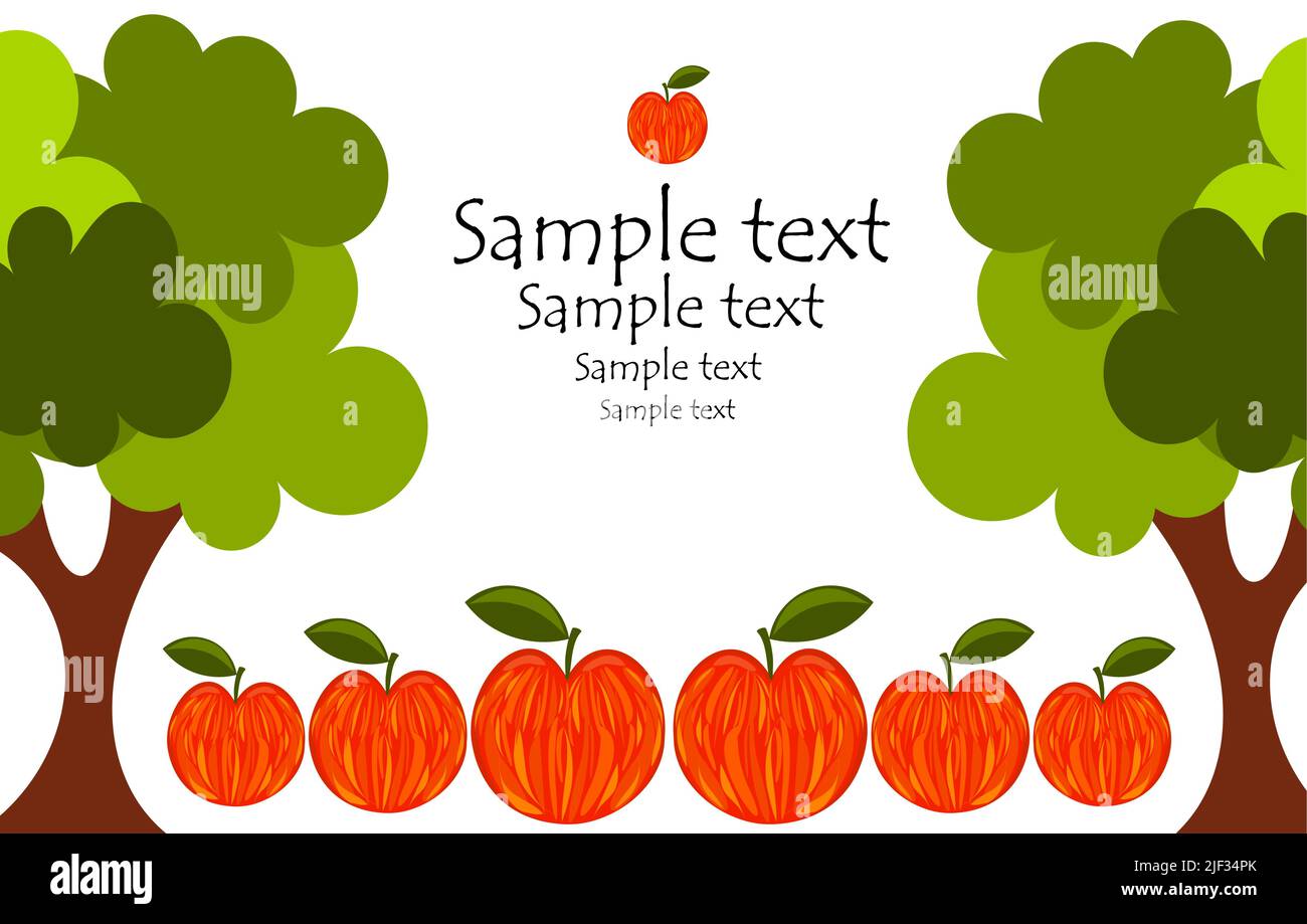 Apple trees and fruits autumn orchard frame vector design Stock Vector
