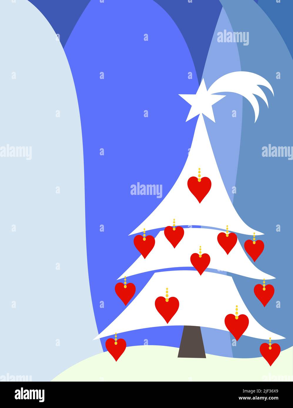 Winter landscape with white Christmas tree. Vector illustration Stock ...