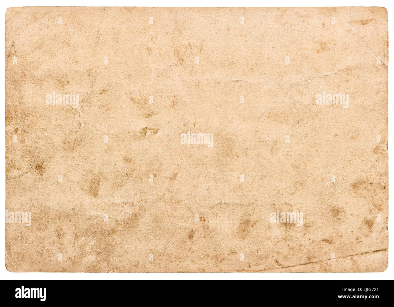 Old paper sheet isolated on white background. Vintage stained cardboard Stock Photo