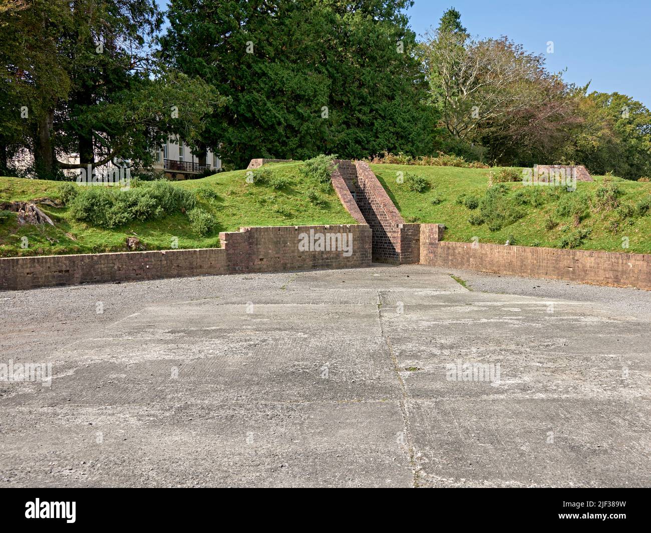Dispersal bay at RAF Harrowbeer, Yelverton, Devon. Shows the entrance