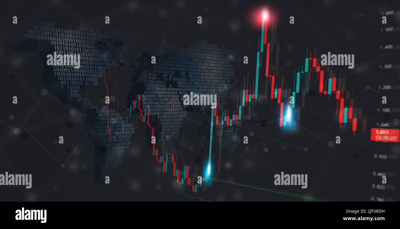 finance candles chart market. business finance trading graph background Stock Photo