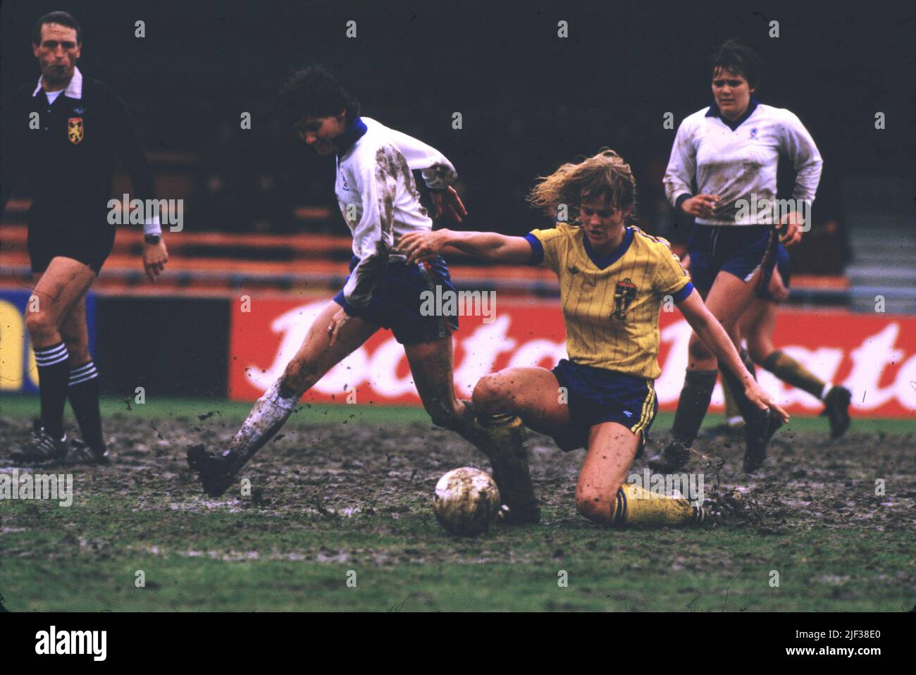 England try to get the ball from Sweden Stock Photo