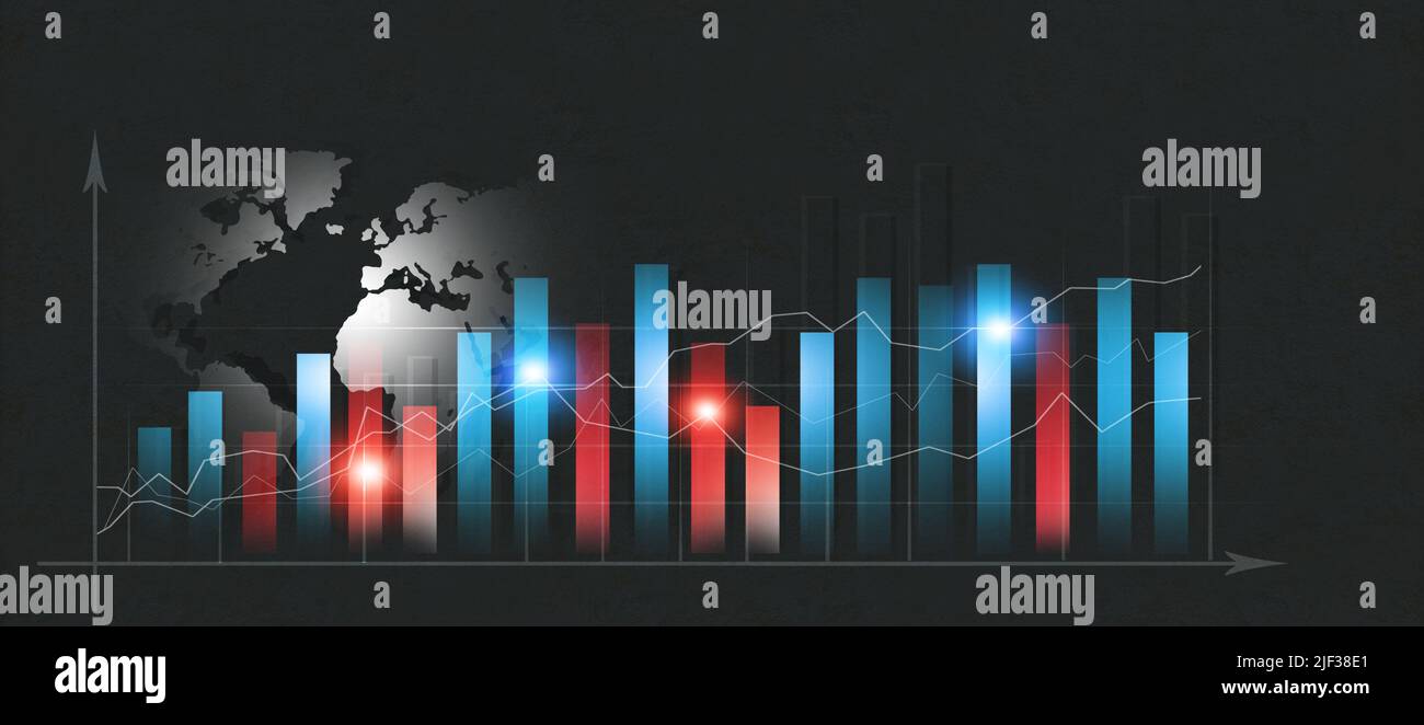 business stock market finance candles and profile volume indicators banner Stock Photo