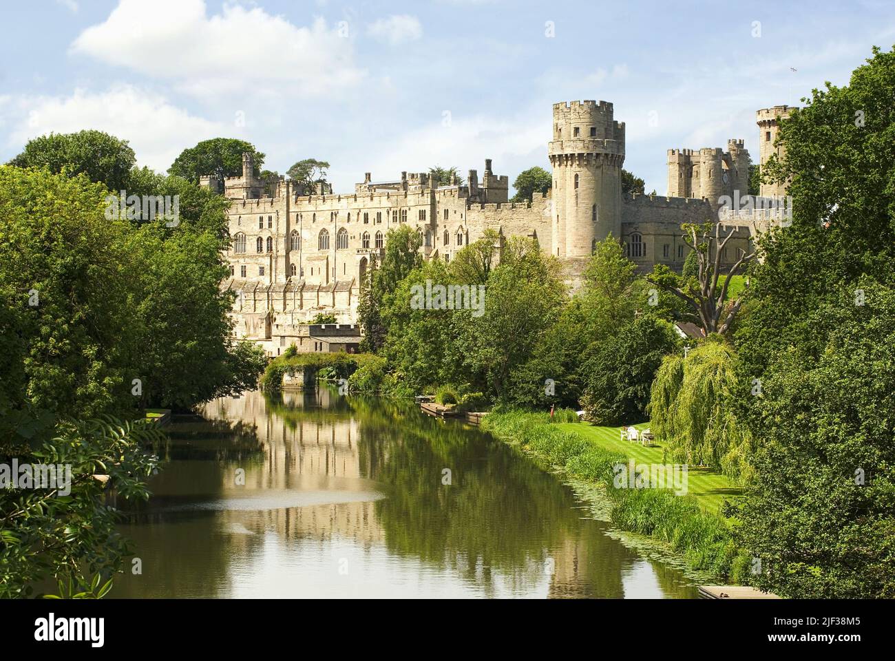 medieval Warwick Castle on the river Avon, United Kingdom, England, Warwickshire Stock Photo