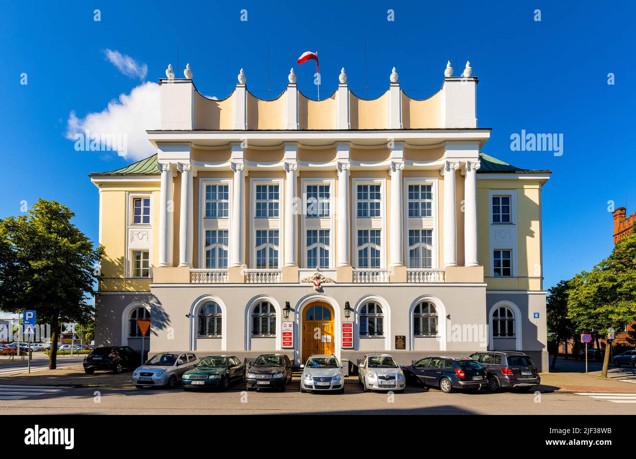 Skierniewice, Poland - June 14, 2022: County administration - Starostwo Powiatowe - in historic Sejm House palace at Konstytucji 3 Maja street Stock Photo