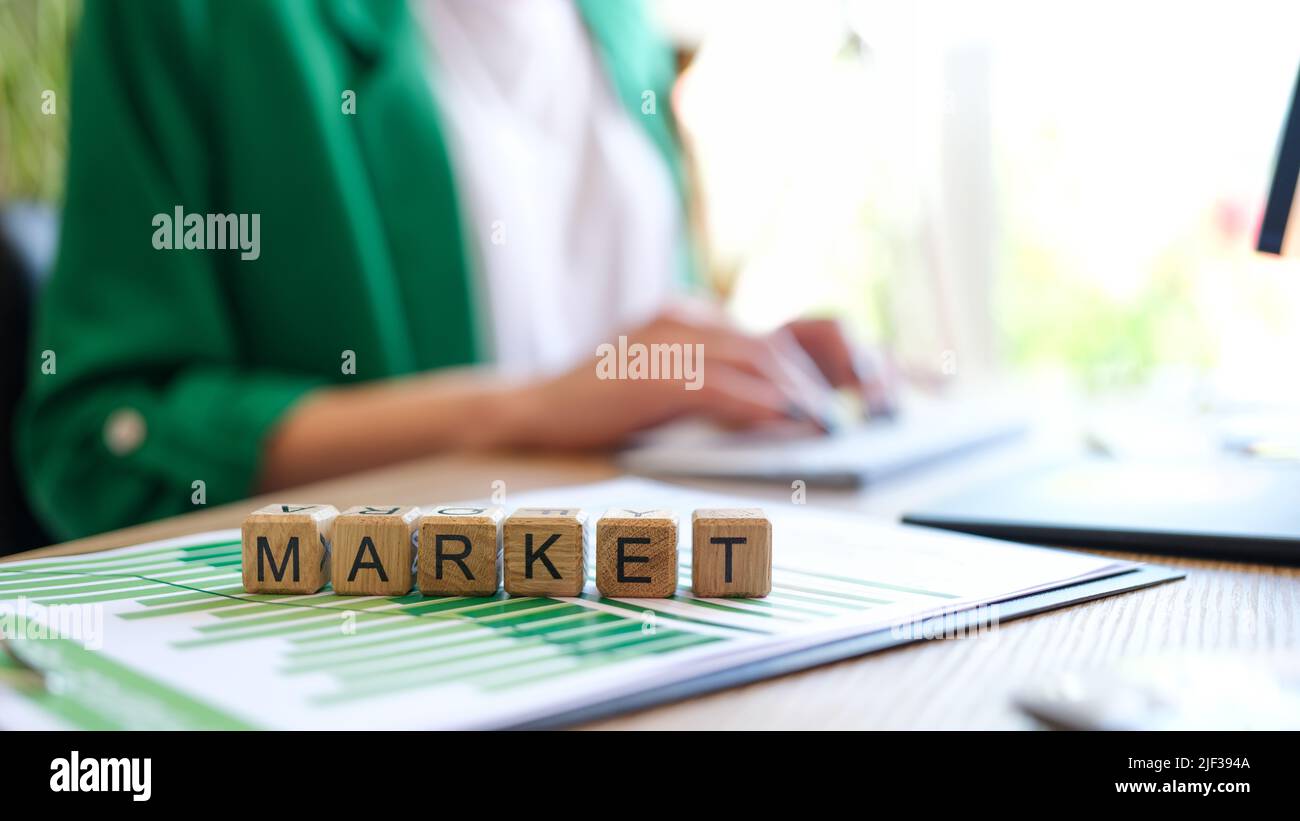 Financial market in charts graphs in analytics Stock Photo