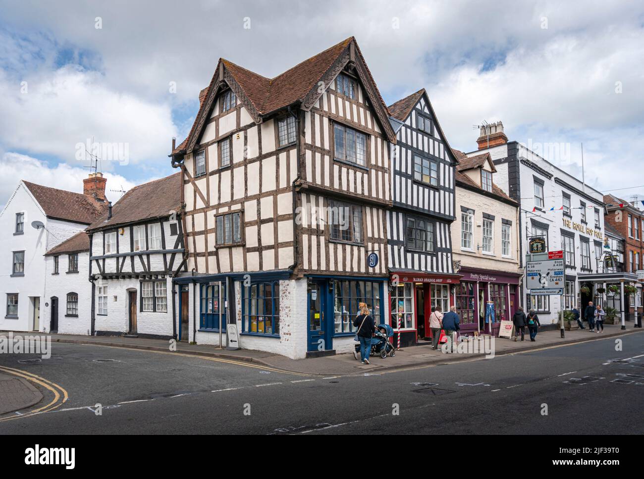 Tewkesbury, UK, May 2022 Ancient timberframed buildings in the