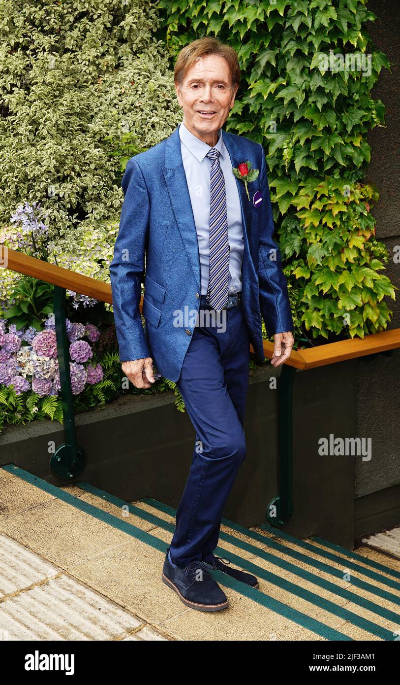 Sir Cliff Richard arrives on day three of the 2022 Wimbledon