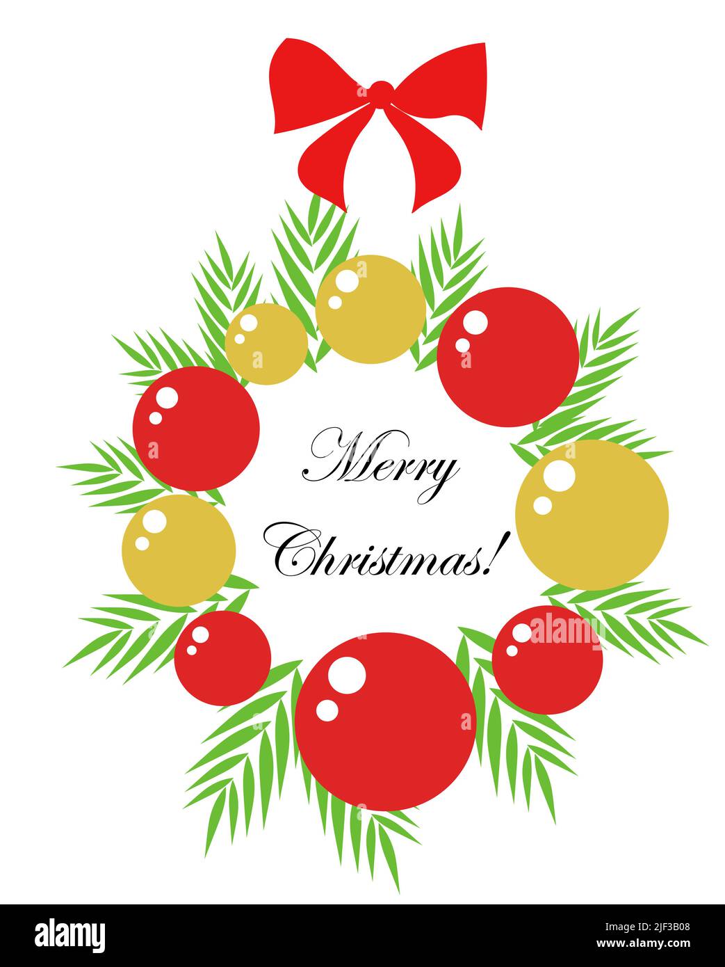 Christmas wreath with red and golden glass balls Stock Vector Image ...