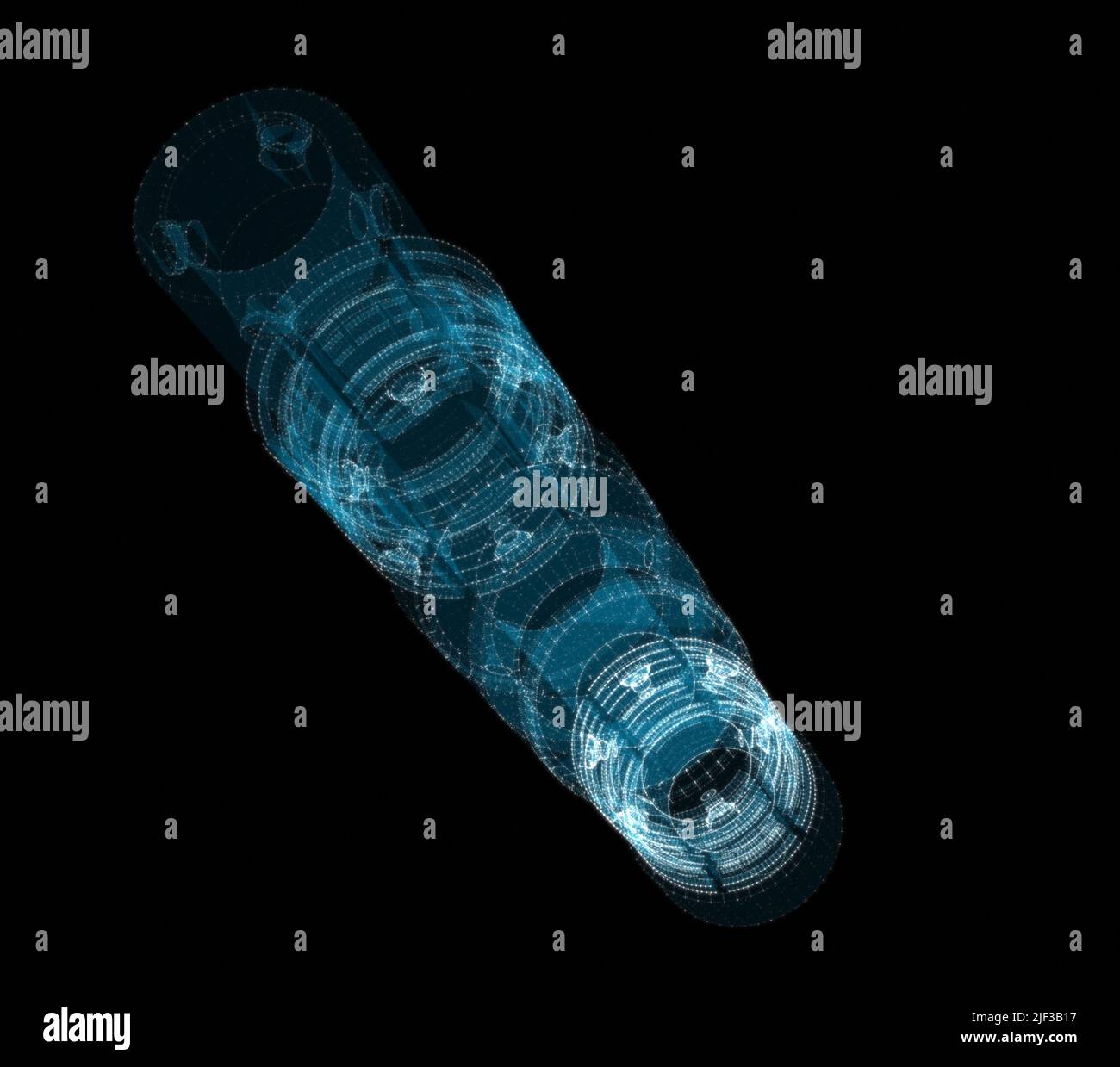 A glowing hologram of a mechanical object Stock Photo - Alamy