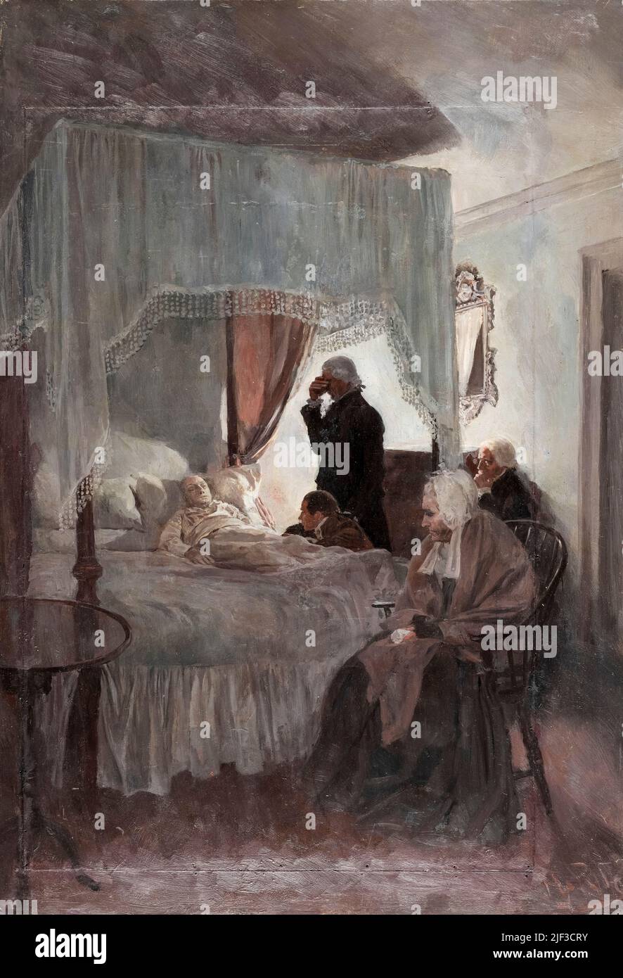Death Of Washington, painting in oil on illustration board by Howard Pyle, 1890-1896 Stock Photo