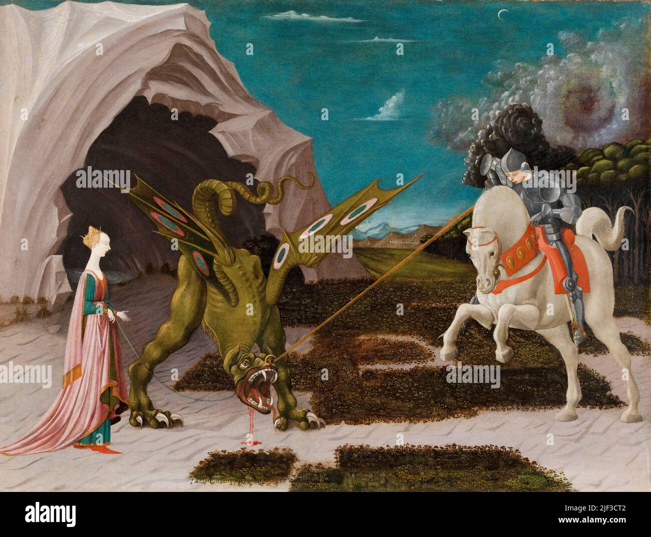 Paolo Uccello, painting, Saint George and the Dragon, oil on canvas, circa 1470 Stock Photo