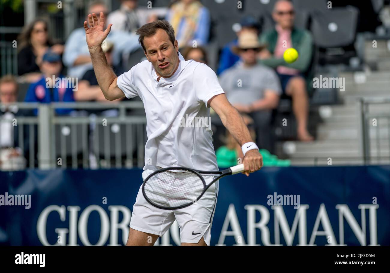 Greg rusedski plays a backhand hi-res stock photography and images