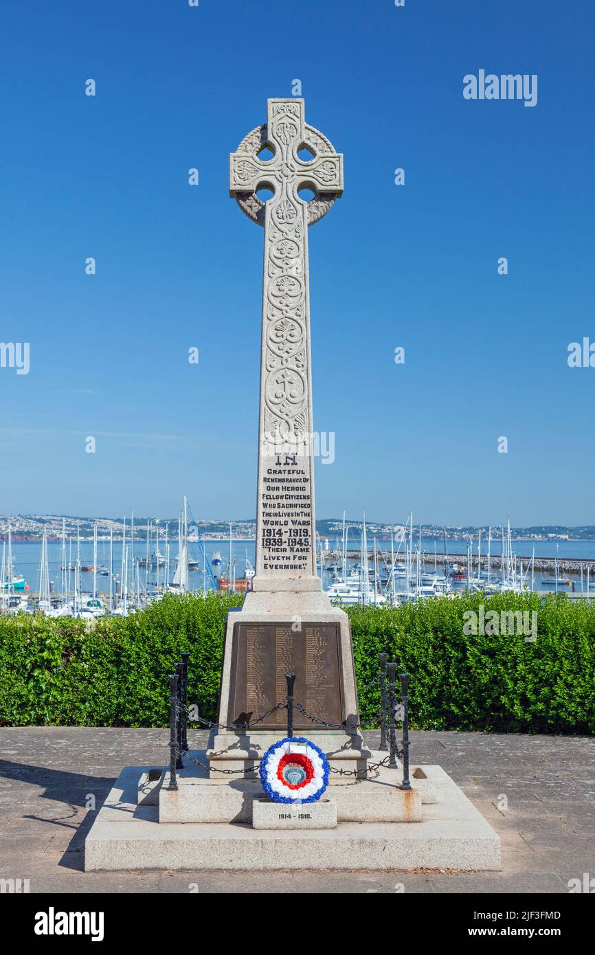 Europe, UK, England, Devon, Torbay, Brixham, War Memorial on Berry Head Road above the Marina Stock Photo