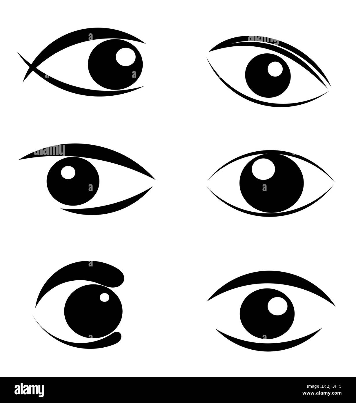 Set of many symbolic black eye emblems - vector illustration Stock Vector