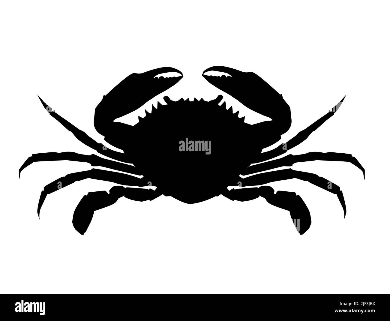 realistic crab on white background. silhouette of brown crab. crab sign. flat style. Stock Photo