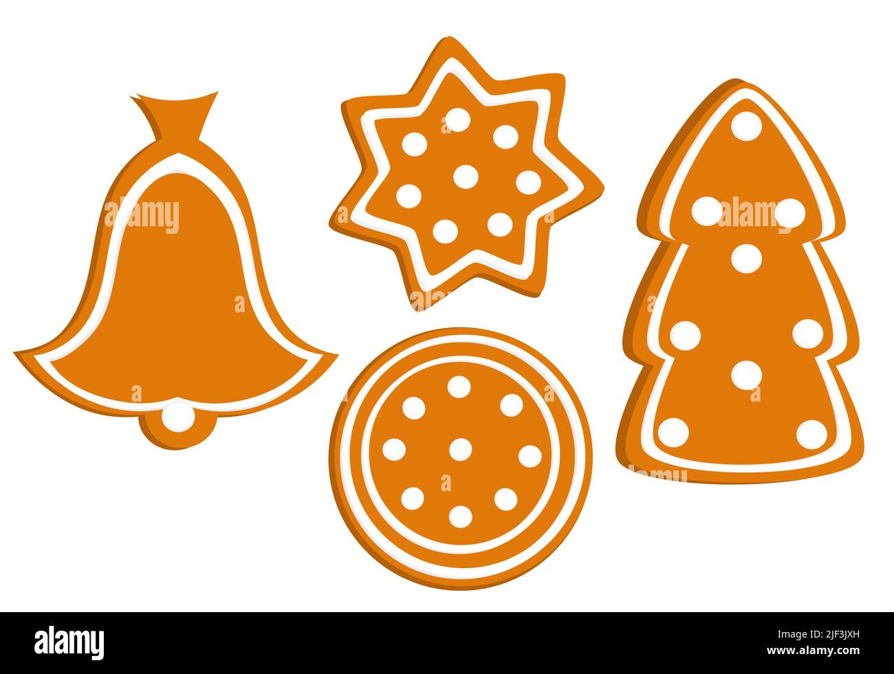 Variety of gingerbread Christmas cookies shapes Stock Vector