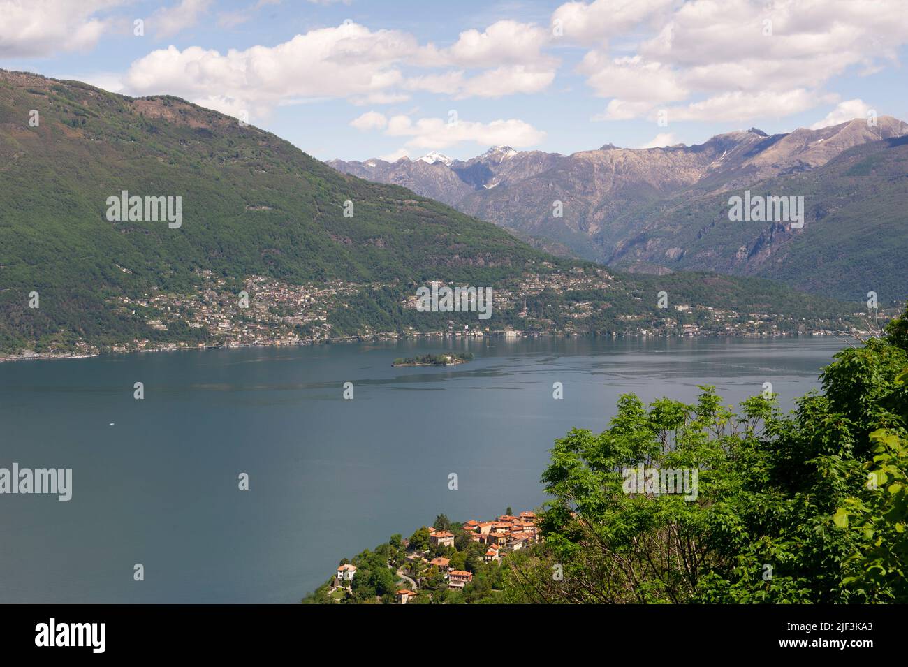 2021 june 21 - Europe, Italy, Lombardy, Lake Verbano or Lake Maggiore, the Turin shore and the border with Switzerland. Tronzano Lago Maggiore Stock Photo