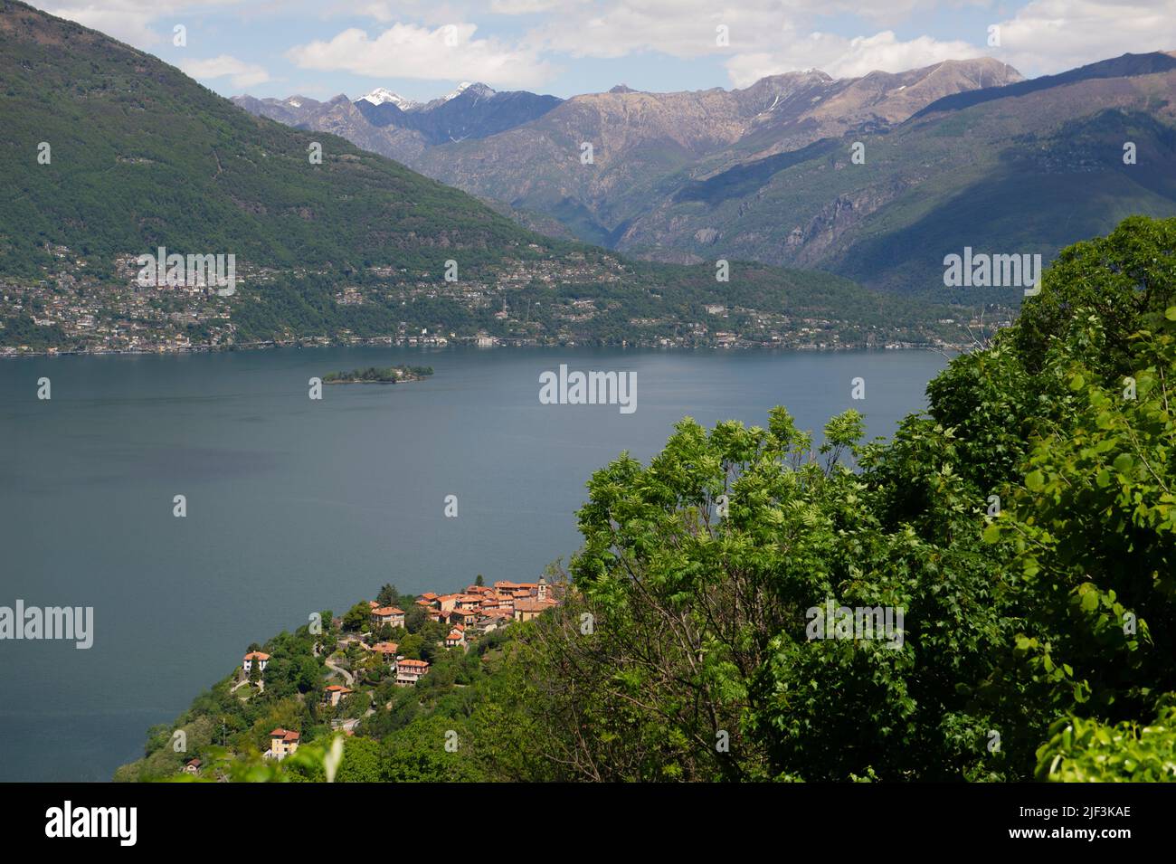 2021 june 21 -Europe, Italy, Lombardy, Lake Verbano or Lake Maggiore, the Turin shore and the border with Switzerland. Tronzano Lago Maggiore. Brissag Stock Photo