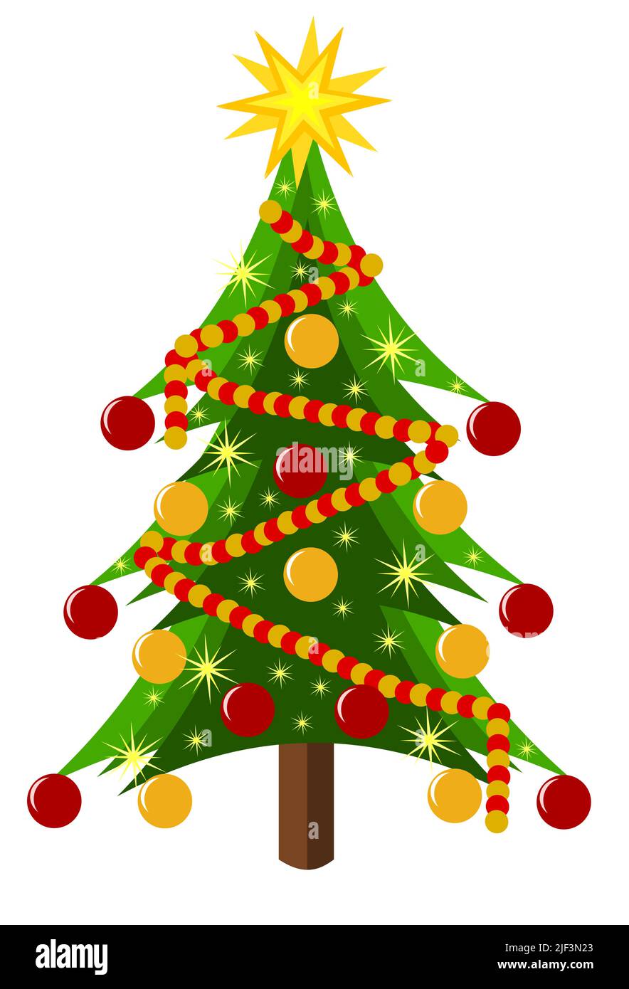 Decorated Christmas tree isolated over white. Vector illustration Stock ...