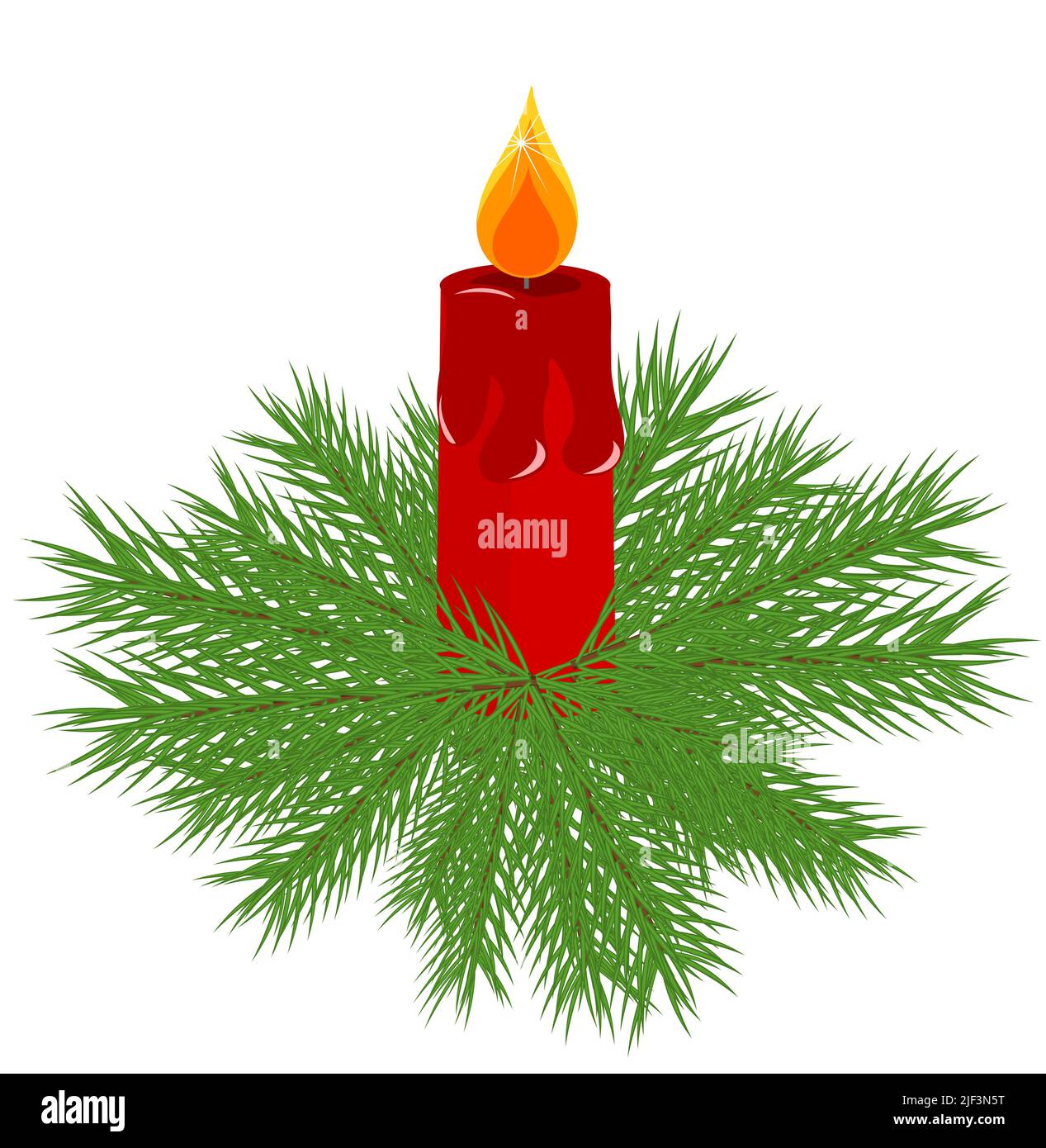 Christmas vector fir wreath with red advent candle in Stock Vector