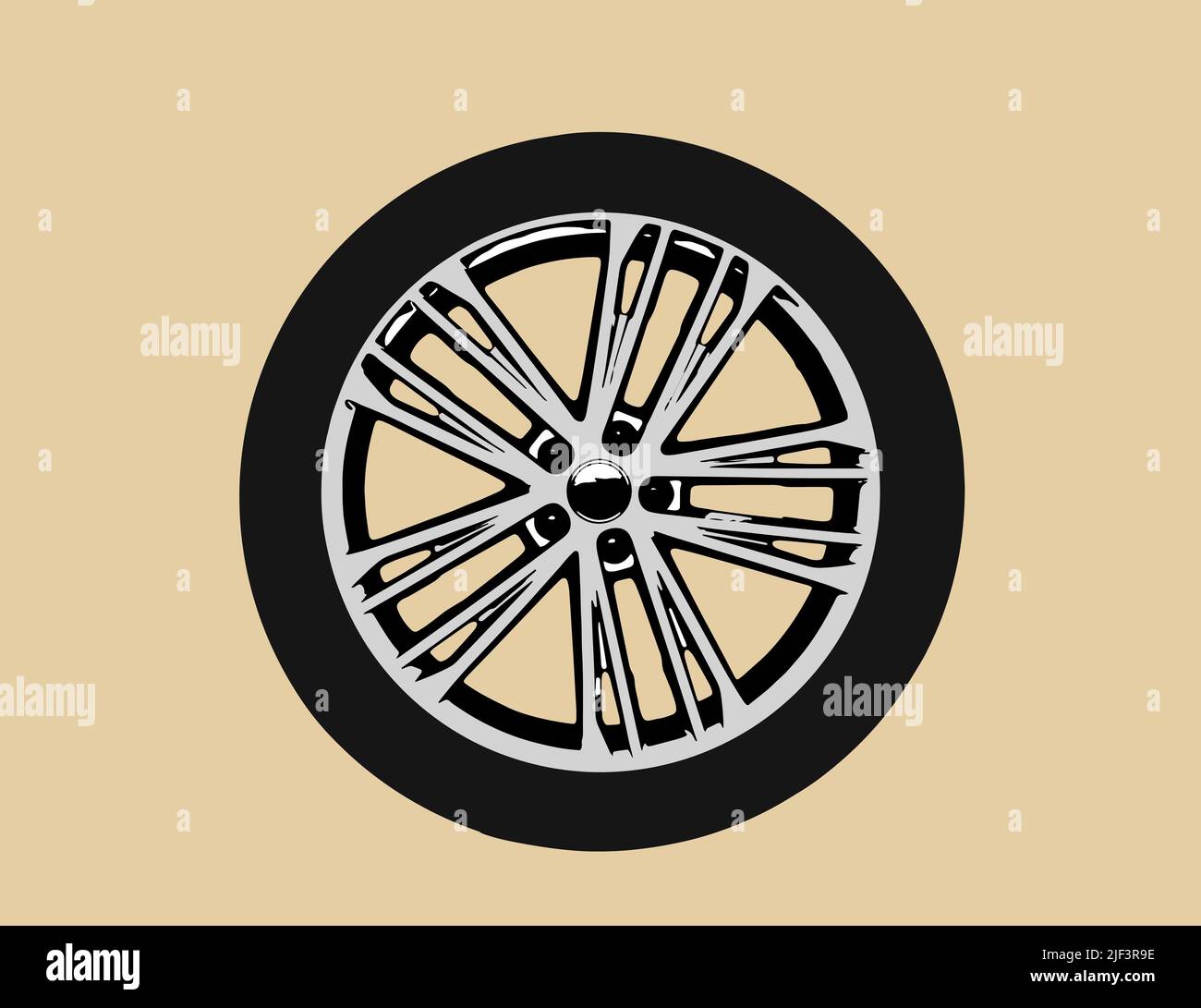 Car wheels isolated on a white background. Car tire, Aluminum wheels isolated on white