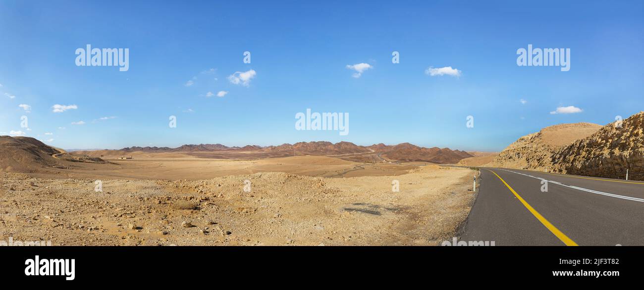 Beautiful road in the Arava desert Israel on the border with Egypt Stock Photo