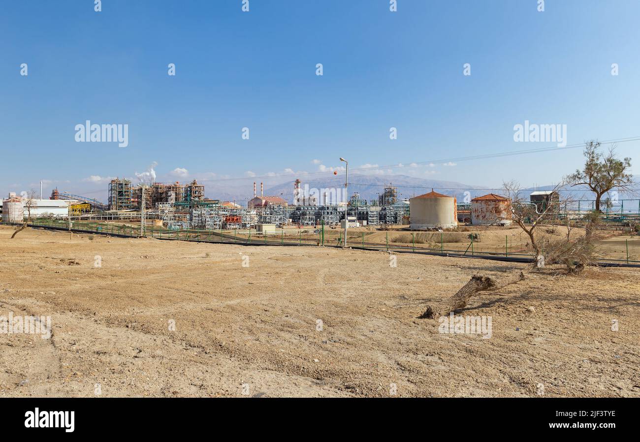 salt processing plant at the dead sea in israel Stock Photo