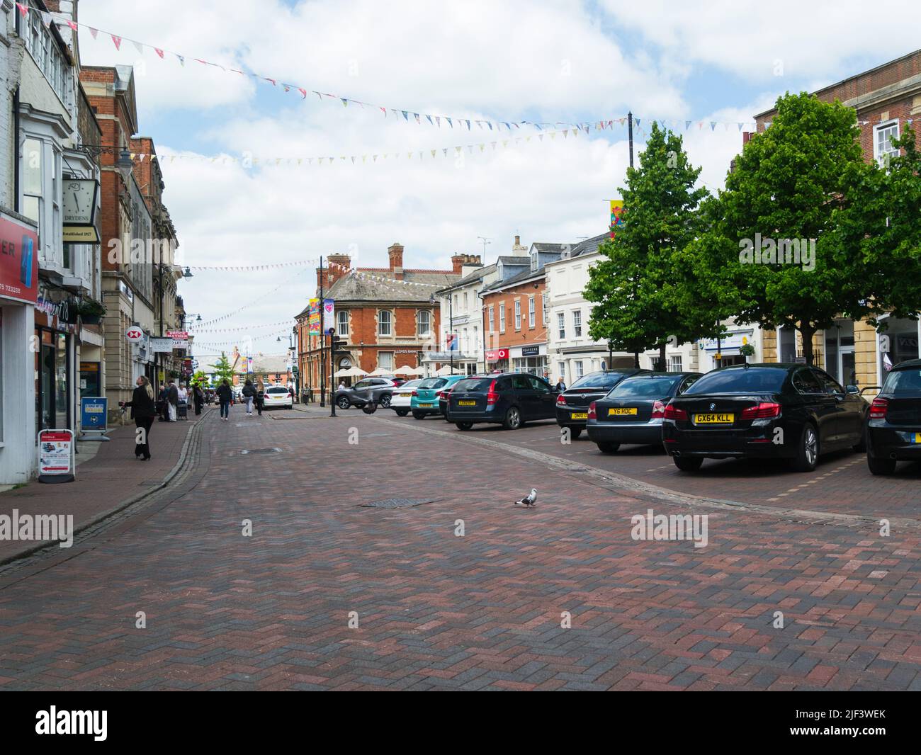 Market Place Spalding Lincolnshire England UK with a variety of national and independent shops Stock Photo
