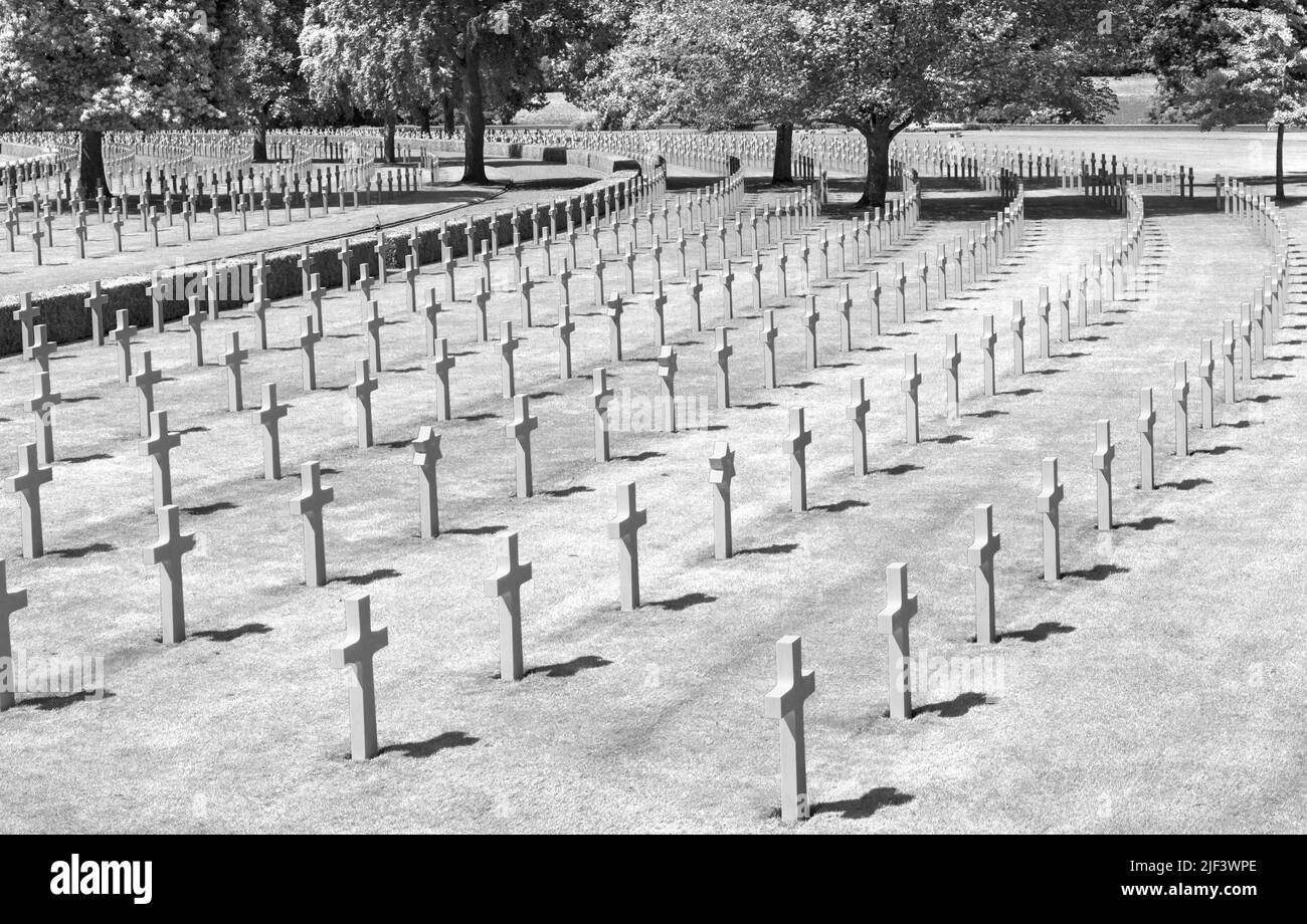 Cambridge American Military Cemetery and Memorial at Madingly, Cambridge, Cambridgeshire, UK in June World War II American military war grave cemetery Stock Photo