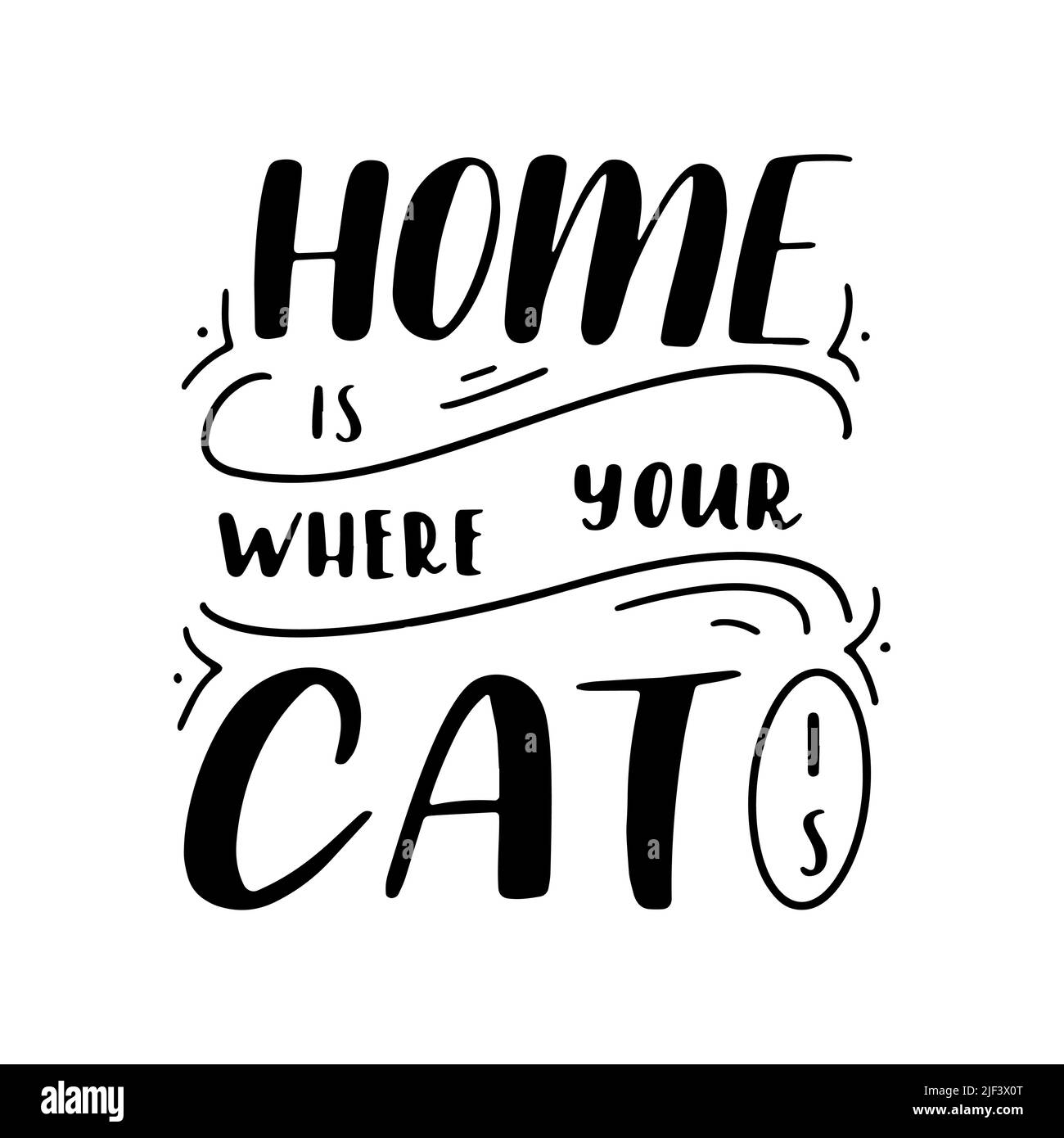 Cat quote in hand drawn style. Inspirational lettering poster. Creative
