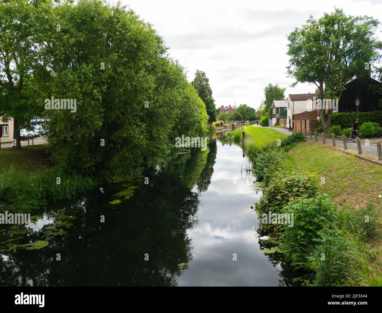 View along River Welland in High Street Spalding Lincolnshire England UK towards town centre Stock Photo