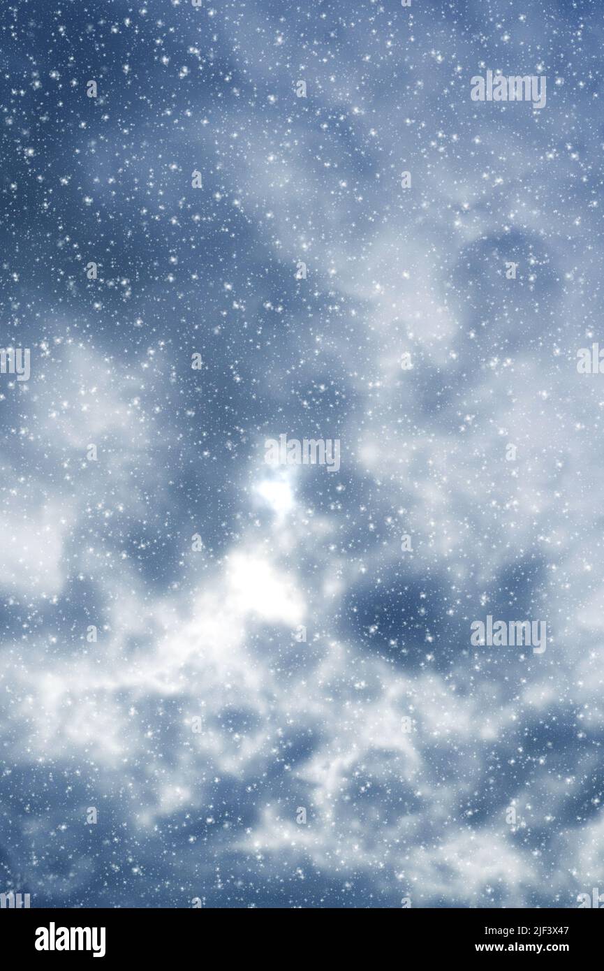 background with clouds and snow Stock Photo