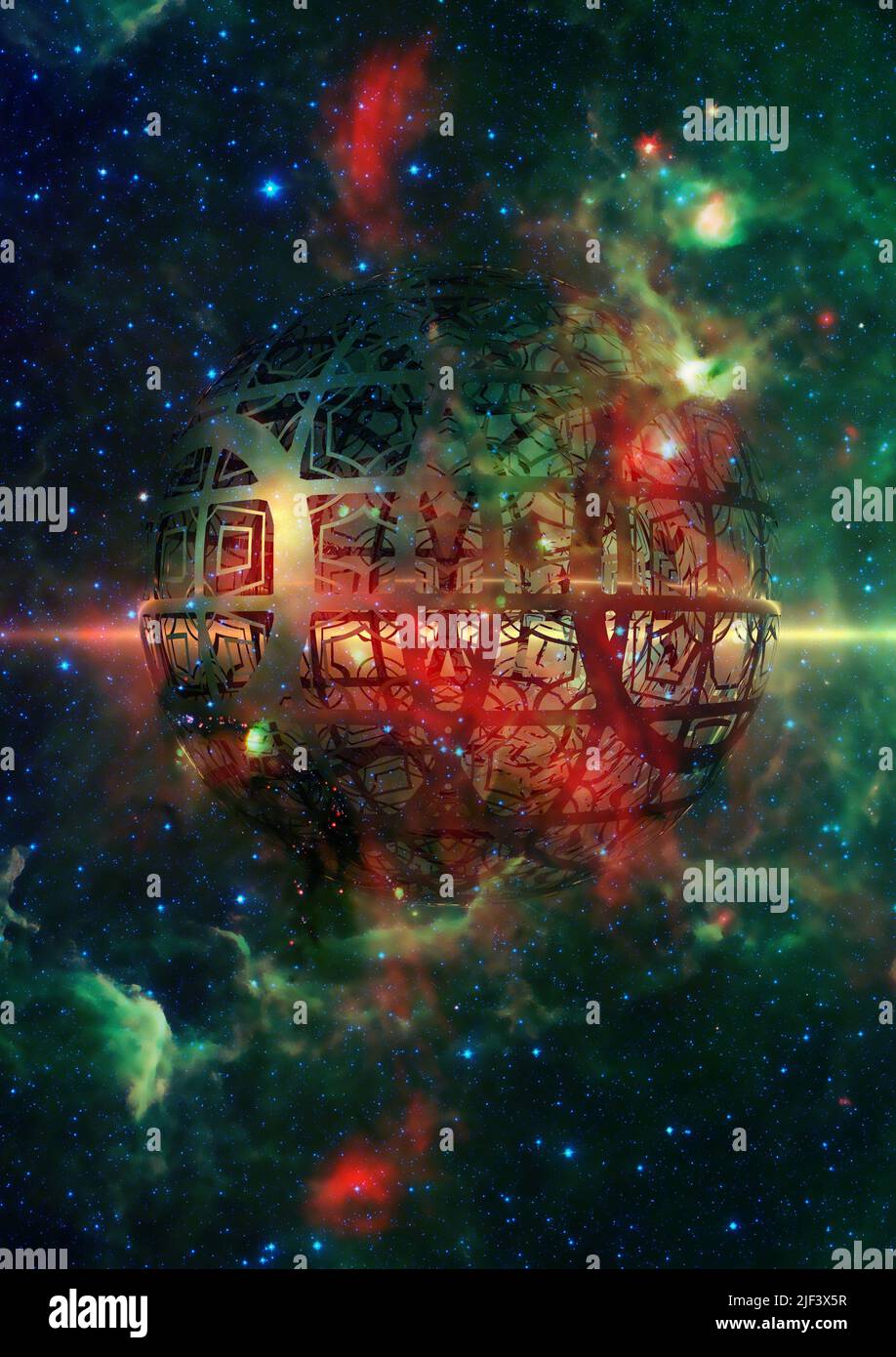 alien sphere in space Stock Photo