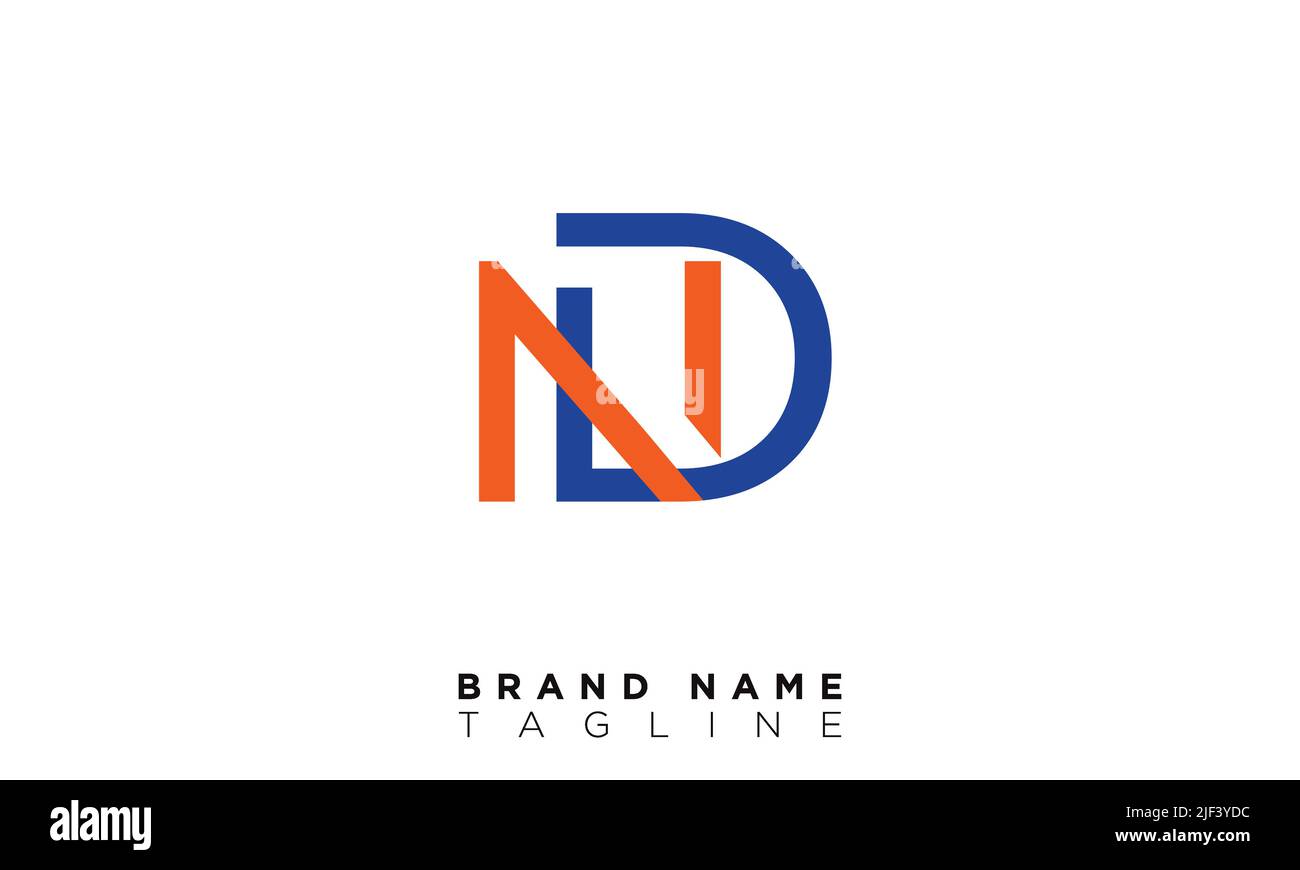 ND Alphabet letters Initials Monogram logo Stock Vector