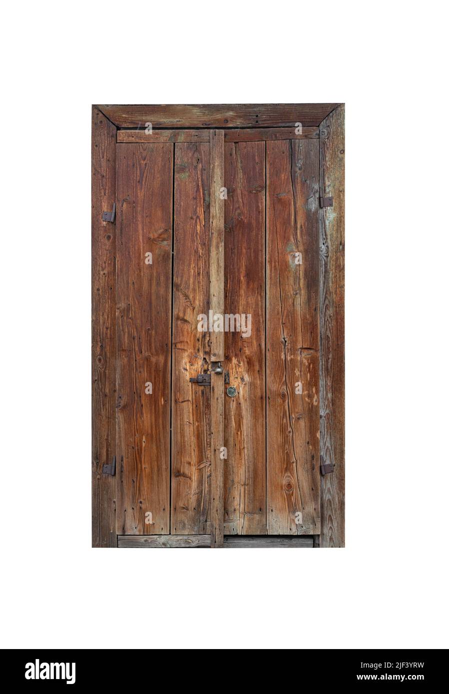Old wooden door isolated on white Stock Photo