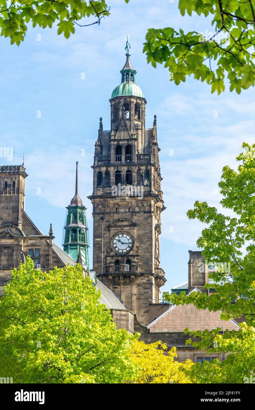 Sheffield Town Hall Clock Tower from Millennium Square, Sheffield