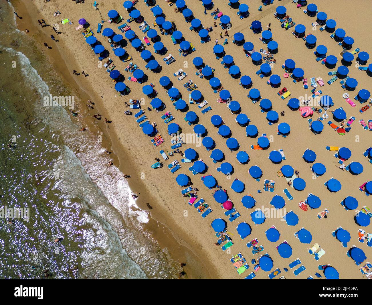 Benidorm Beach aerial view, Playa de Levante, Benidorm, Spain. Stock Photo