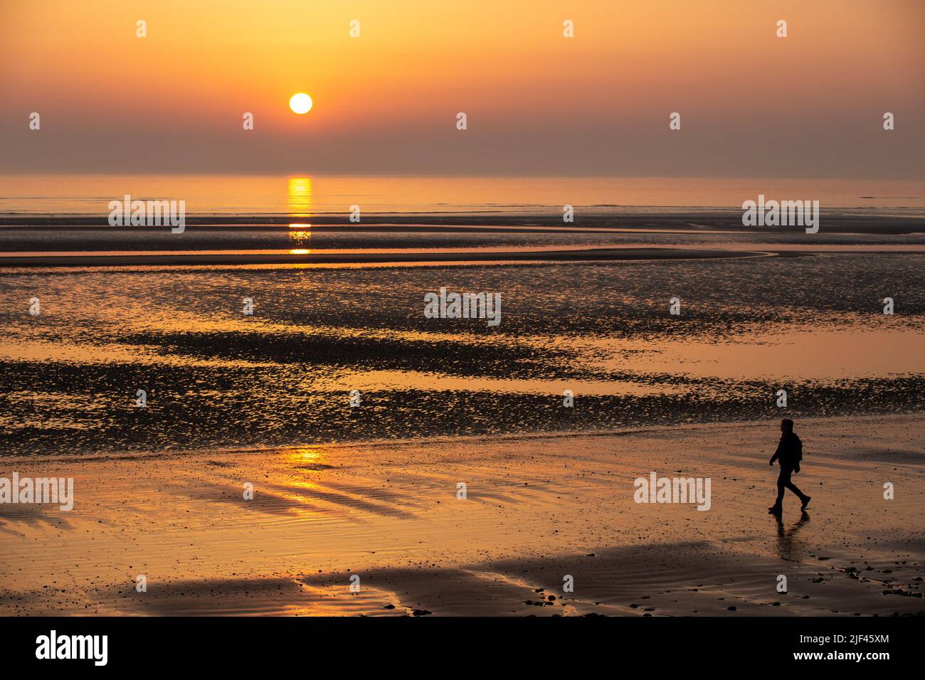 March 2022 Cumbria Coast Path - Walney Island Sunset Stock Photo
