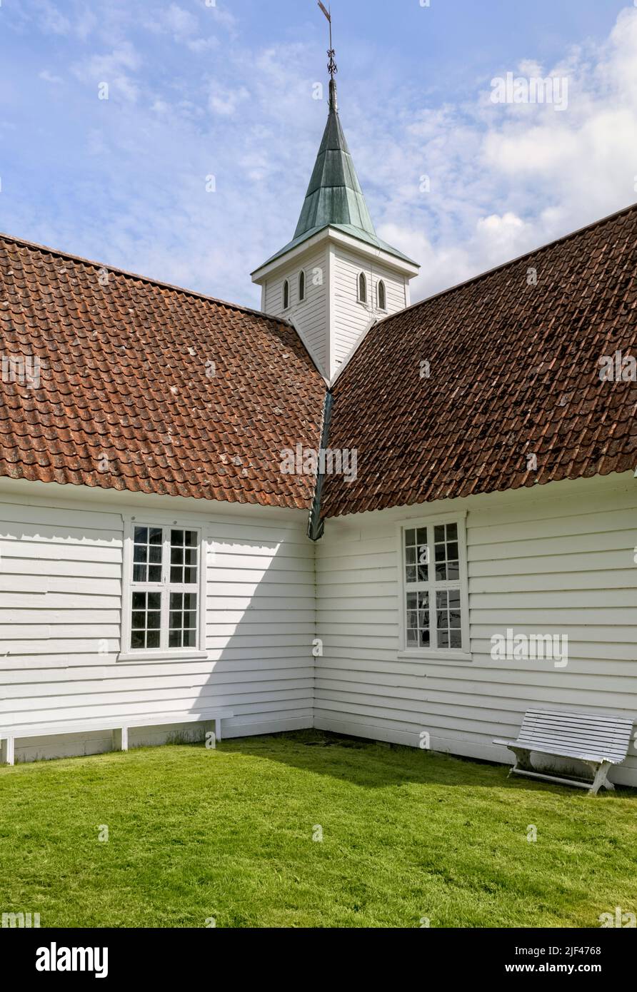 The Old Church side elevation, Stryn, Sogn go Fjordane, Norway built 1759, Olden Stock Photo