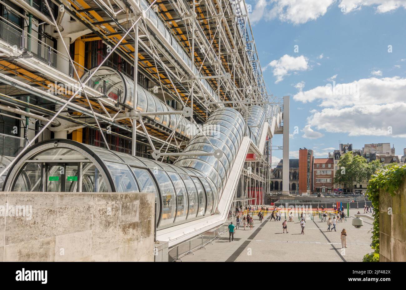 Centre Georges Pompidou, with staircase to restaurant. Beaubourg, museum for modern art. Paris, France. Stock Photo