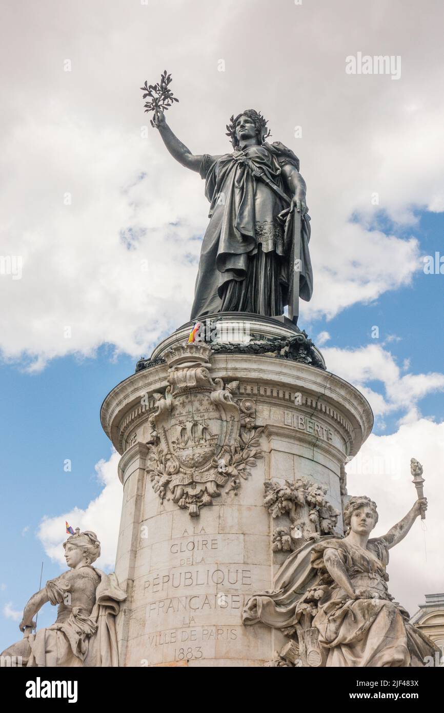 Statue of Marianne, place de la république, Monument à la République,  Republic Square, Paris, France. Stock Photo